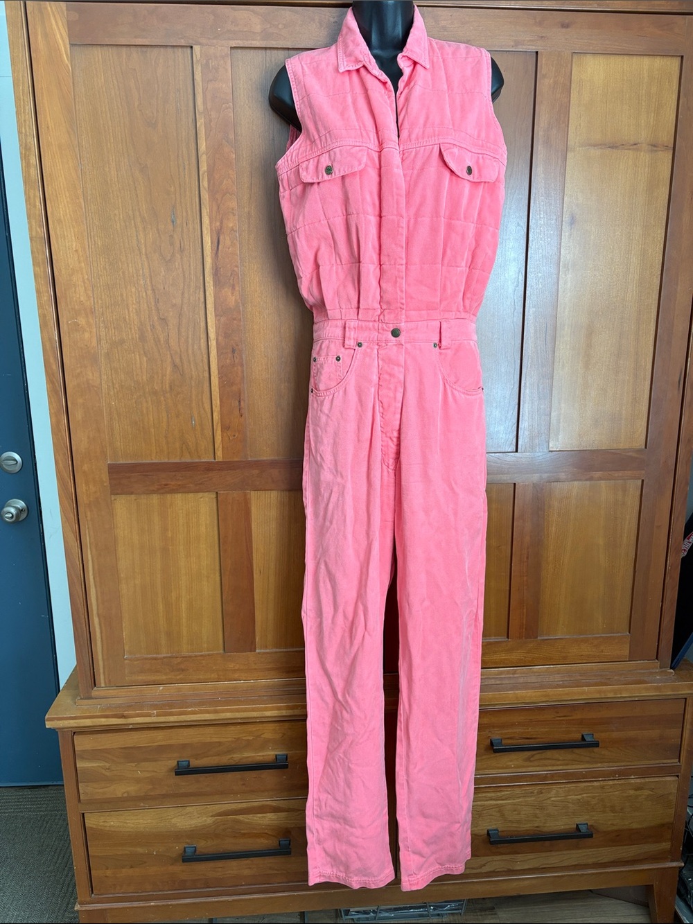 Seattle gear  vintage quilted Coral Pink Sleeveless Jumpsuit